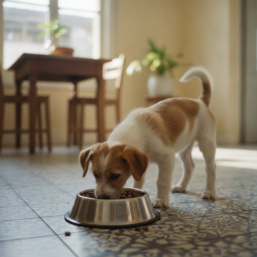 Cachorro comiendo su alimento