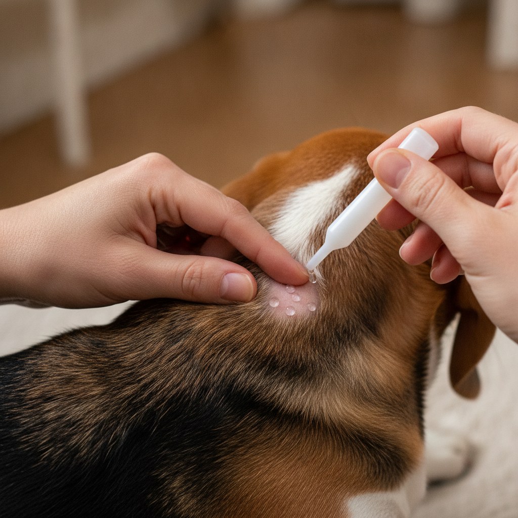 CÃ³mo aplicar la pipeta: separar el pelo en la nuca y aplicar sobre la piel
