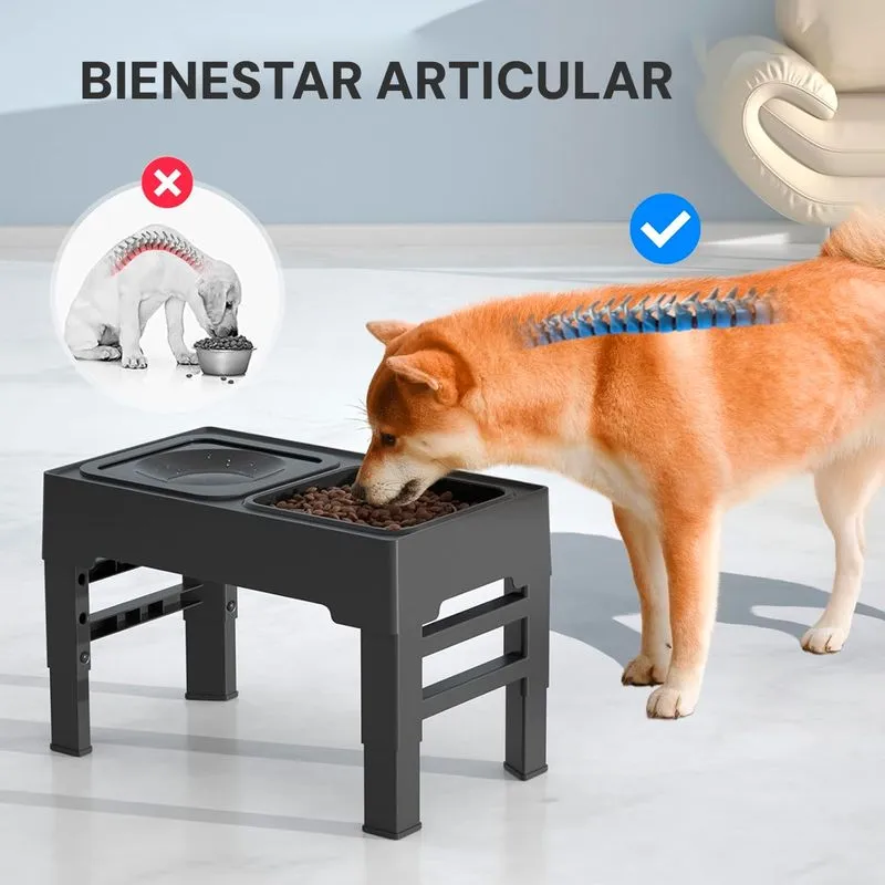 [COM147] Comedero Y Bebedero Altura Regulable Rectangular
