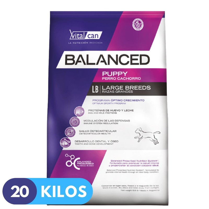 Balanced Perro Cachorro Raza Grande X 20Kg