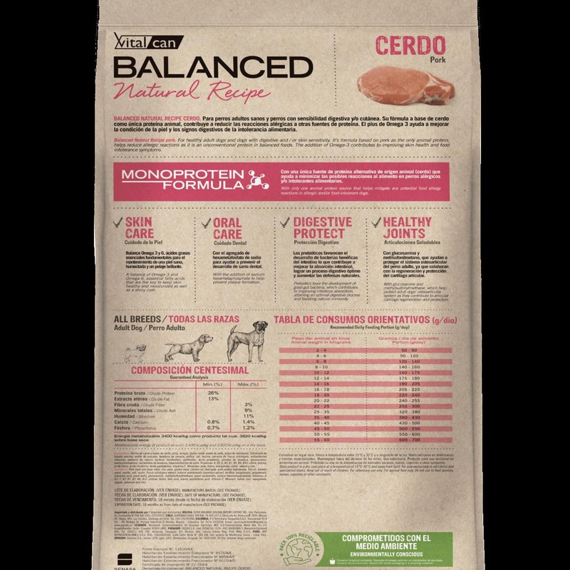 Balanced Perro Natural Recipe Cerdo X 15Kg