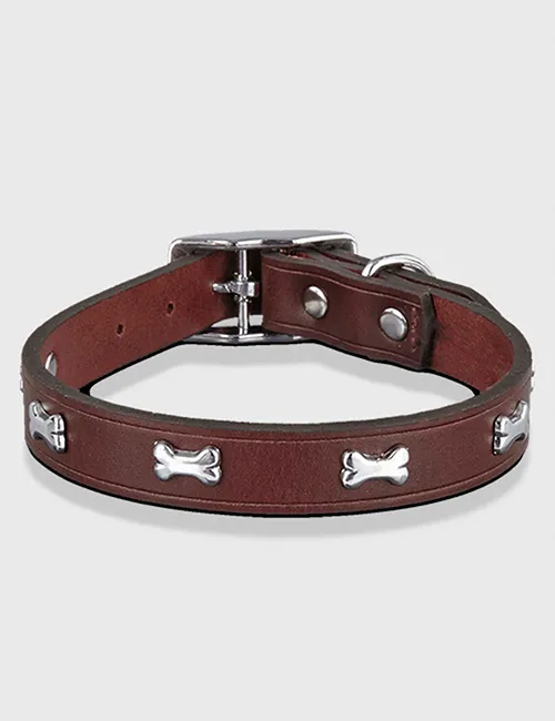 [ACC716] Collar Cuero Hueso/Huel M 46Cm