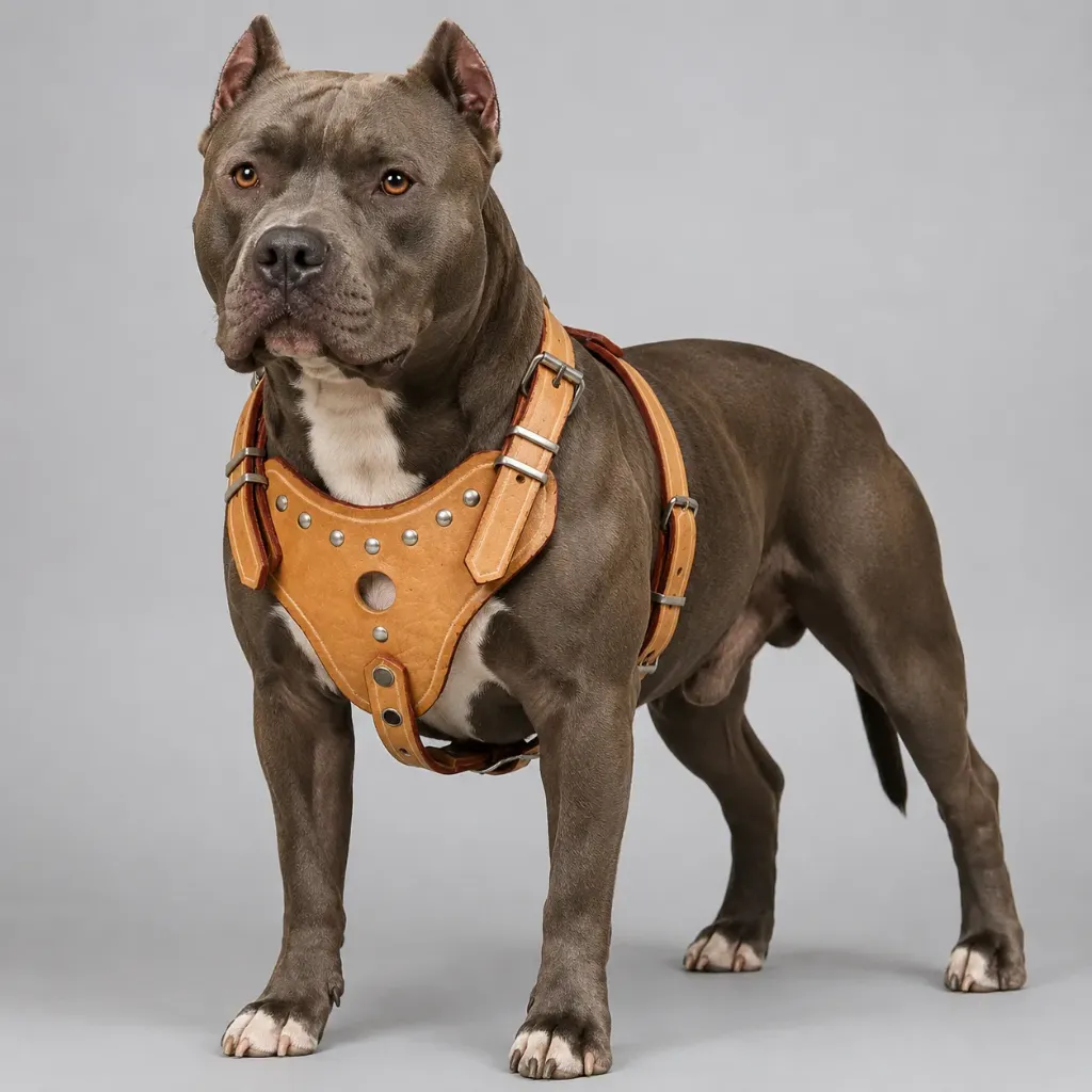 Pretal Pit Bull Cuero Con Tachas Grande