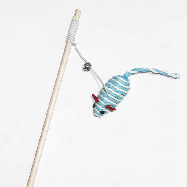 [JUG093] Juguete Gato Varita De Madera C/Ratón